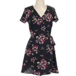 Divided by H&M Floral Wrap Dress - Black, Size 8